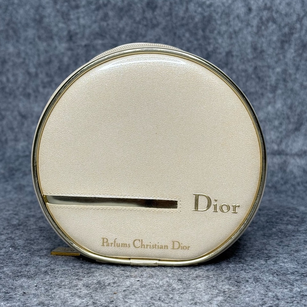 Vintage Christian Dior Parfums Cream Round Cosmetic Small‎ Case